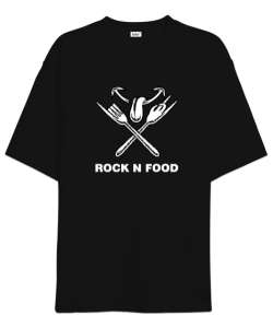 Rock And Food Siyah Oversize Unisex Tişört