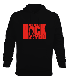 Rock and Metal-Siyah Tişört Erkek Kapüşonlu Hoodie Sweatshirt