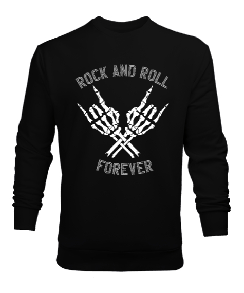 Rock And Roll Forever V1 Siyah Erkek Sweatshirt