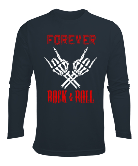 Rock And Roll Forever V2 Füme Erkek Uzun Kol Yazlık Tişört