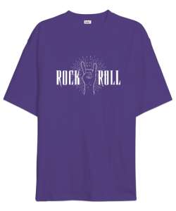 Rock And Roll V5 Mor Oversize Unisex Tişört