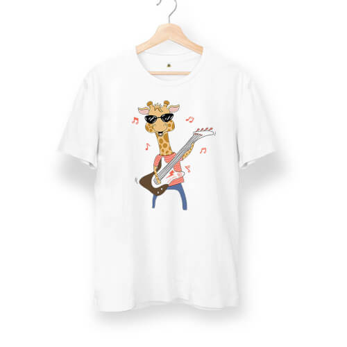 Rock and Roll Zürafa Unisex Kısa Kol Sarı Tişört