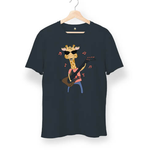 Rock and Roll Zürafa Unisex Kısa Kol Sarı Tişört