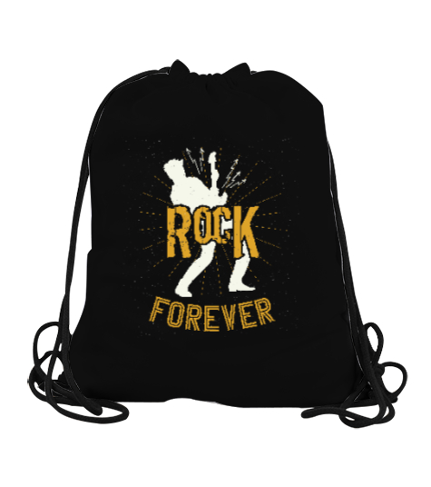 Rock Forever Siyah Büzgülü Spor Çanta