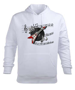 ROCK FOREWER Beyaz Erkek Kapüşonlu Hoodie Sweatshirt