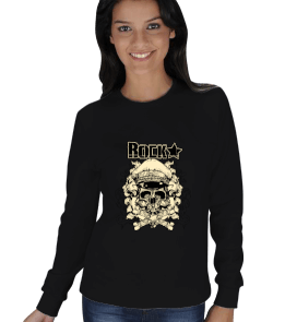 rock kuru kafa KADIN SWEATSHIRT