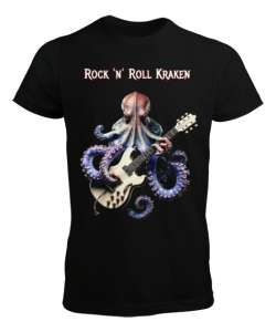 Rock n Roll Kraken Siyah Erkek Tişört