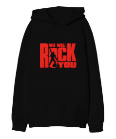 Rock Oversize Unisex Kapüşonlu Sweatshirt