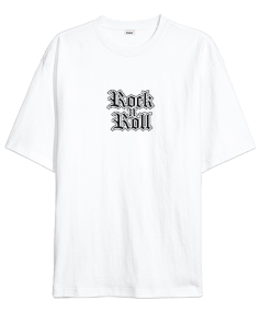 Rock Roll Baskılı Oversize Unisex Tişört