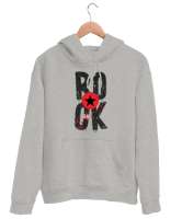 Rock Star - Rock N Roll Gri Unisex Kapşonlu Sweatshirt - Thumbnail