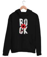 Rock Star - Rock N Roll Siyah Unisex Kapşonlu Sweatshirt - Thumbnail