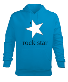 Rock Star yazılı Erkek Kapüşonlu Hoodie Sweatshirt