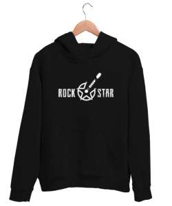 Rock Star - Yıldız Siyah Unisex Kapşonlu Sweatshirt