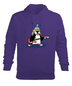 Rocker Penguen Erkek Kapüşonlu Hoodie Sweatshirt