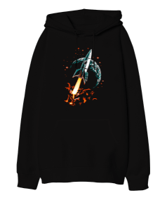 Rocket Blauart Oversize Unisex Kapüşonlu Sweatshirt