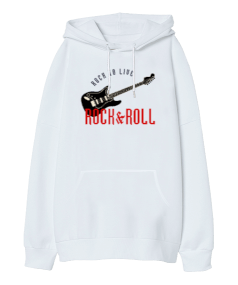 Rockn Roll Oversize Unisex Kapüşonlu Sweatshirt