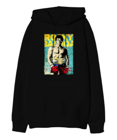 Rocky Balboa Vintage Baskılı Oversize Unisex Kapüşonlu Sweatshirt