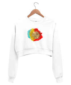 Rose -Gül- Beyaz Kadın Crop Sweatshirt