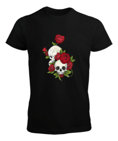 rose skull kuru kafa Erkek Tişört