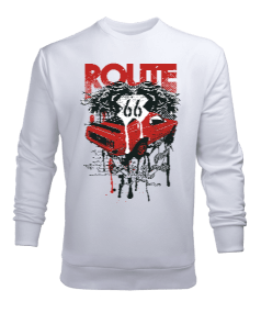 Route 66 Tasarım Baskılı Erkek Sweatshirt