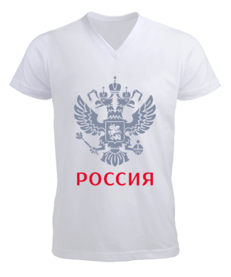 Tisho - RUSYA RUSSIA SEYAHAT RUSÇA MOSKOVA MOSCOW Beyaz Erkek Kısa Kol V Yaka Tişört