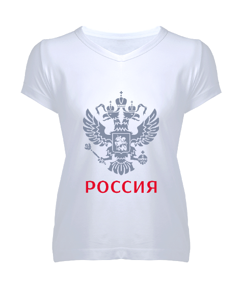 Tisho - RUSYA RUSSIA SEYAHAT RUSÇA MOSKOVA MOSCOW Beyaz Kadın V Yaka Tişört