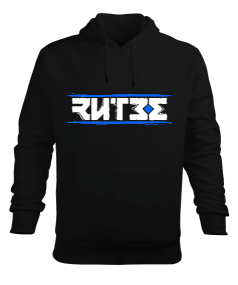 Rütbe Brush Siyah Erkek Kapüşonlu Hoodie Sweatshirt