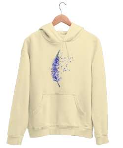 Rüzgarda Uçuşan Çiçek Krem Unisex Kapşonlu Sweatshirt