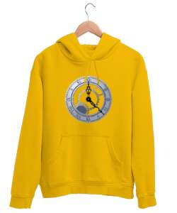 Saat teknolojisi Sarı Unisex Kapşonlu Sweatshirt