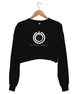 Sabah Enerjisi - Coffee Energy Siyah Kadın Crop Sweatshirt