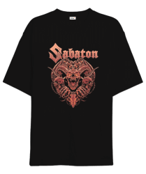 Sabaton Rock Tasarım Baskılı Siyah Oversize Unisex Tişört