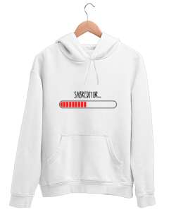 Sabrediyor Loading Beyaz Unisex Kapşonlu Sweatshirt