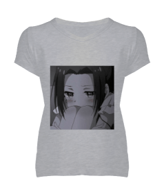 Sad anime t-shirt Kadın V Yaka Tişört