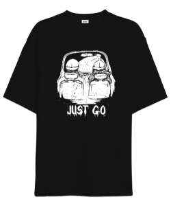 Sadece Git - Just Go Siyah Oversize Unisex Tişört