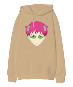 Saiki Kusuo Baskılı Oversize Unisex Kapüşonlu Sweatshirt