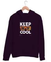 Sakil Ol - Keep Cool Koyu Mor Unisex Kapşonlu Sweatshirt - Thumbnail