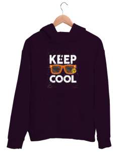 Sakil Ol - Keep Cool Koyu Mor Unisex Kapşonlu Sweatshirt