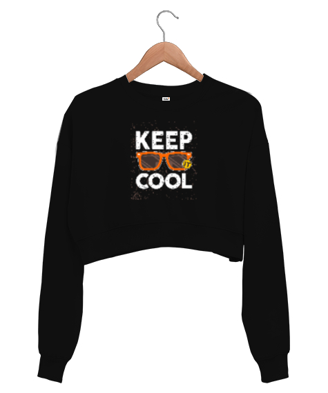 Tisho - Sakil Ol - Keep Cool Siyah Kadın Crop Sweatshirt