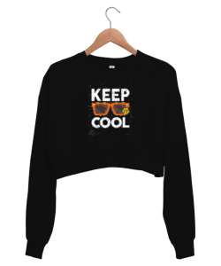 Sakil Ol - Keep Cool Siyah Kadın Crop Sweatshirt