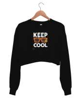 Sakil Ol - Keep Cool Siyah Kadın Crop Sweatshirt - Thumbnail