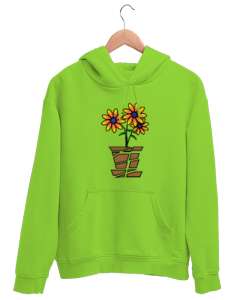 Saksıdaki Bahar Fıstık Yeşili Unisex Kapşonlu Sweatshirt