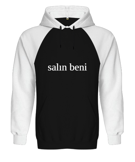 Salın beni Siyah/Beyaz Orjinal Reglan Hoodie Unisex Sweatshirt