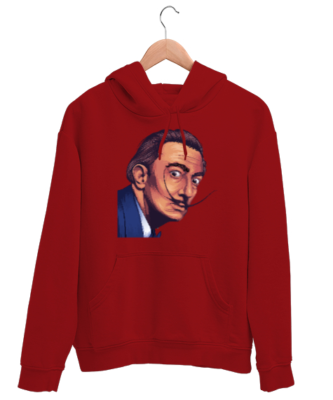 Tisho - Salvador Dali - Ressam Kırmızı Unisex Kapşonlu Sweatshirt