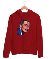 Salvador Dali - Ressam Kırmızı Unisex Kapşonlu Sweatshirt - Thumbnail