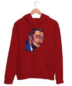 Salvador Dali - Ressam Kırmızı Unisex Kapşonlu Sweatshirt