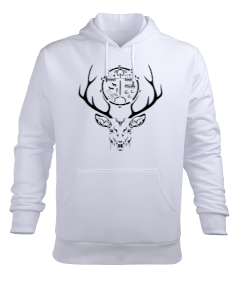 Şaman Geyik Erkek Kapüşonlu Hoodie Sweatshirt