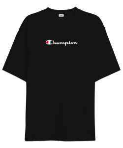 Şampiyon - Champion Siyah Oversize Unisex Tişört