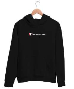 Şampiyon - Champion Siyah Unisex Kapşonlu Sweatshirt