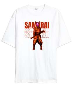 Samurai - Maskeli Samuray Beyaz Oversize Unisex Tişört