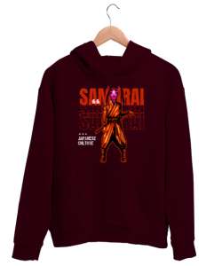 Samurai - Maskeli Samuray Bordo Unisex Kapşonlu Sweatshirt